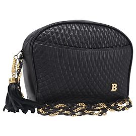 Bolsa de Ombro com Corrente BALLY em Couro Preto e Dourado Auth BA15568A Preto Outro
