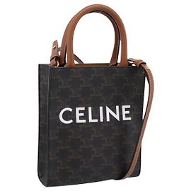 Céline CELINE Triomphe Mini Vertical Cabas Handtasche PVC 2way Schwarz Gold Auth 204764V Schwarz Golden