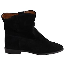 Isabel Marant Etoile Black Deerskin Ankle Boots 39 Black
