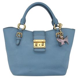 Miu Miu Madras Convertible Lock Leather Small Azul