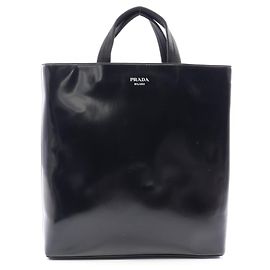 Saco Tote Prada em couro preto Preto
