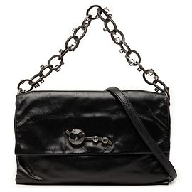 Sac à main Miu Miu en cuir noir et strass Noir