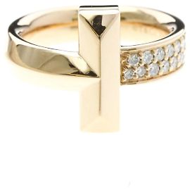 Autre Marque Anel Tiffany T One Largo com Diamantes em Ouro Rosa Dourado