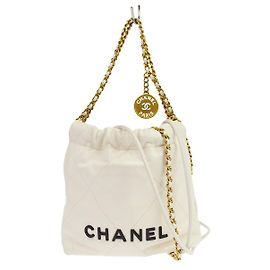 Chanel 22 Chain Hobo Quilted Shaded Calfskin Mini Blanc