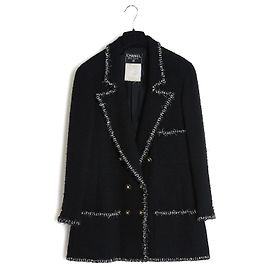 Chanel 1994 Veste Blazer Tweed Noir Noir