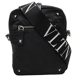 Valentino Logo Studded Crossbody Shoulder Bag Black