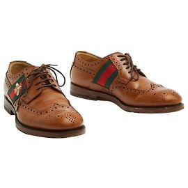 Gucci Richelieu Derbies Web Bee Cuero Marrón Castaño