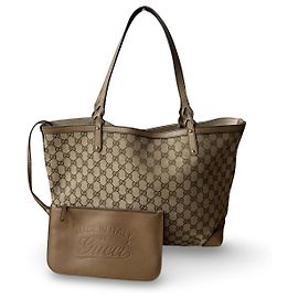 Borsa a tracolla Gucci Marrone Beige in Tela e Pelle Marrone Beige