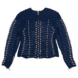 Blusa de manga comprida Balmain x H&M SS15 azul marinho com bordados de corda Azul marinho
