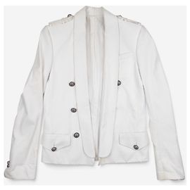 Balmain by Olivier Rousteing SS13 Militär Napoleon Leder-Blazer Jacke Weiß