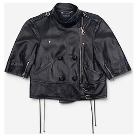 Gucci by Frida Giannini SS08 Short Sleeve Napoleon Leather Jacket Black