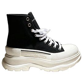 Alexander McQueen Tread Slick High-Top Sneakers Black White Black White