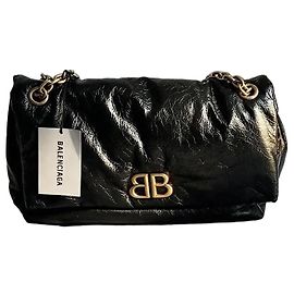 Balenciaga Monaco BB Bolso de Cadena en Cuero Negro Negro