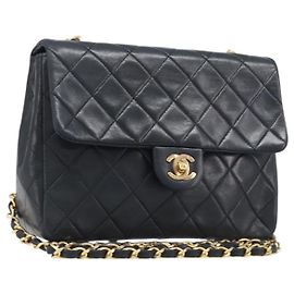 Chanel Vintage CC Chain Flap Quilted Leather Medium Black