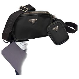Prada Re-Nylon Schultertasche mit Beutel - Schwarz Schwarz