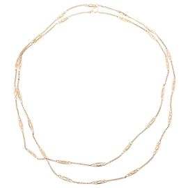 Autre Marque Vintage 14K Yellow Gold Openwork Long Chain Necklace Golden Other