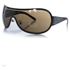 Chanel, Lunettes de soleil shield marron avec strass Marron