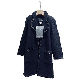 Abrigo Chanel de tweed azul marino talla 36 Multicolor