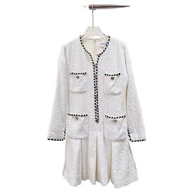 Vestido Chanel de tweed blanco talla 36 Multicolor