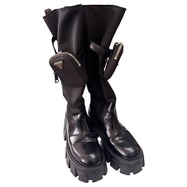 Prada Black Leather Boots 37 Multiple colors