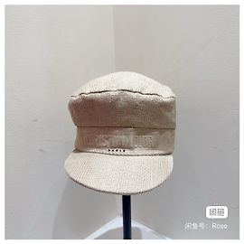 Autre Marque Cappello Newsboy Dior Beige in Lino Multicolore