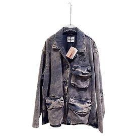 Jaqueta Miu Miu em denim roxo distressed Multicor