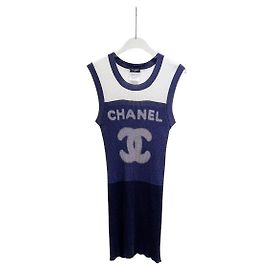 Top Chanel de algodão azul marinho tamanho 40 Multicor