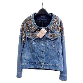 Jaqueta jeans Miu Miu azul com cristais Multicor
