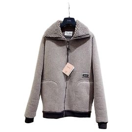 Miu Miu Shearling Jacke Grau Mehrfarben