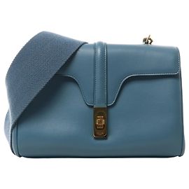 Céline Bolsa de ombro em couro CELINE Soft 16 Teen em azul Azul