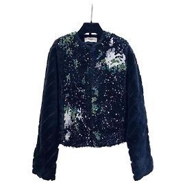 Fendi Blue Cotton Jacket with Rhinestones Multiple colors
