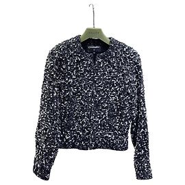 Chanel Black Tweed Jacket Snowflake Jacquard Size 36 Multiple colors