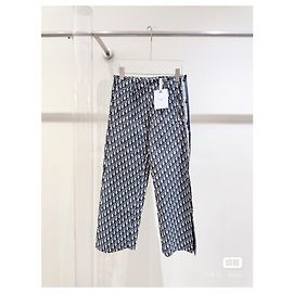 Autre Marque Calças Dior de Cintura Alta com Logótipo Preto Multicor