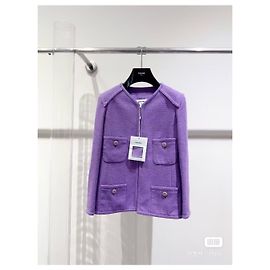 Giacca Chanel in tweed viola taglia 34 Multicolore
