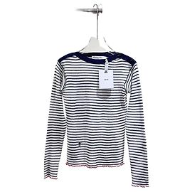 Autre Marque Top Dior Navy in Cotone con Bottone a Stella Multicolore