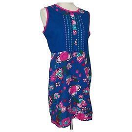 Autre Marque Rosalita Mc Gee Vestido Preppy de Algodón Floral Rosa Azul Multicolor