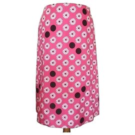 Johnnie Boden Boden Gonna Midi Rosa a Fiori e Pois Marrone Rosa Bianco