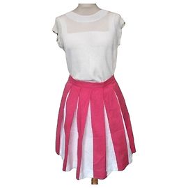 Moschino Gonna Baya Pop in Cotone e Seta Rosa Rosa Bianco