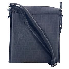 Fendi Bolsa Messenger Transversal em Lona com Padrão FF Zucca Preta Preto