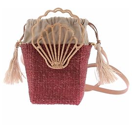 Autre Marque Kleine rosa Raffia-Tasche Pink