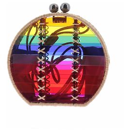 Autre Marque Bolsa Jabuticaba dourada com padrão arco-íris Multicor
