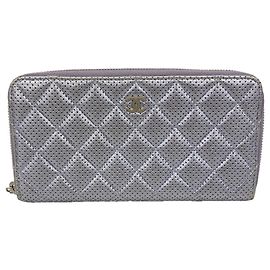 Chanel Purple Matelassé Leather Long Wallet Purple