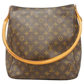 Sac à épaule Louis Vuitton Monogram Looping GM Marron