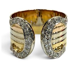 Cartier 750 Diamant Double C Dreifarbiger Ring Golden