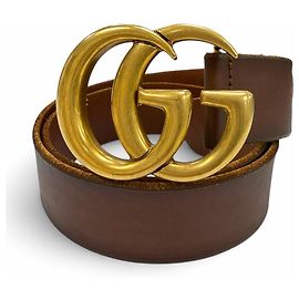 Gucci Leather Double G Buckle Belt Brown