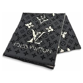Estola Louis Vuitton em mistura de lã e seda cinza Marrom