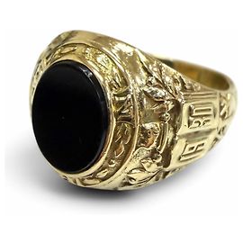 Autre Marque Bague anneau Tiffany & Co. Vintage 14K Onyx Doré
