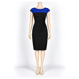 Escada Color-Block Kleid Schwarz-Blau aus Viskose Schwarz Blau