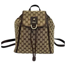 Mochila Gucci Abbey em tela GG e couro Marrom