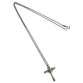 Autre Marque Colar de Cruz Tiffany Vintage Signature Prata Dourado